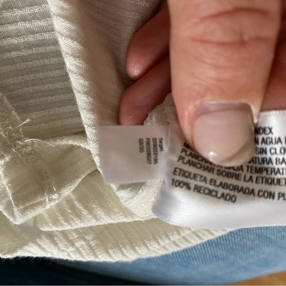 Isabel Maternity Henley Ribbed Short Sleeve Shirt Cream Size Medium - Picture 7 of 7